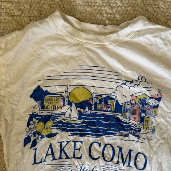 Z Supply Lake Como Italy Graphic Tshirt Coastal Travel Crew Neck Short Sleeve - Picture 2 of 4